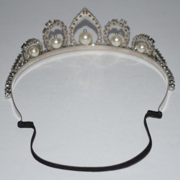 Miu Miu Silver Tone Pearl & Crystal Headband Tiara - Picture 6 of 6